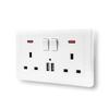 UK Standard 13A Wall Socket Double USB-C Port Fast Charge 5V 2.1A Switch Control Power Outlet with LED 146x86mm
