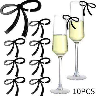 10PCS Acrylic Bow Drink Glass Label Decoration Suitable for Birthday Weddings Bar Party Decoration