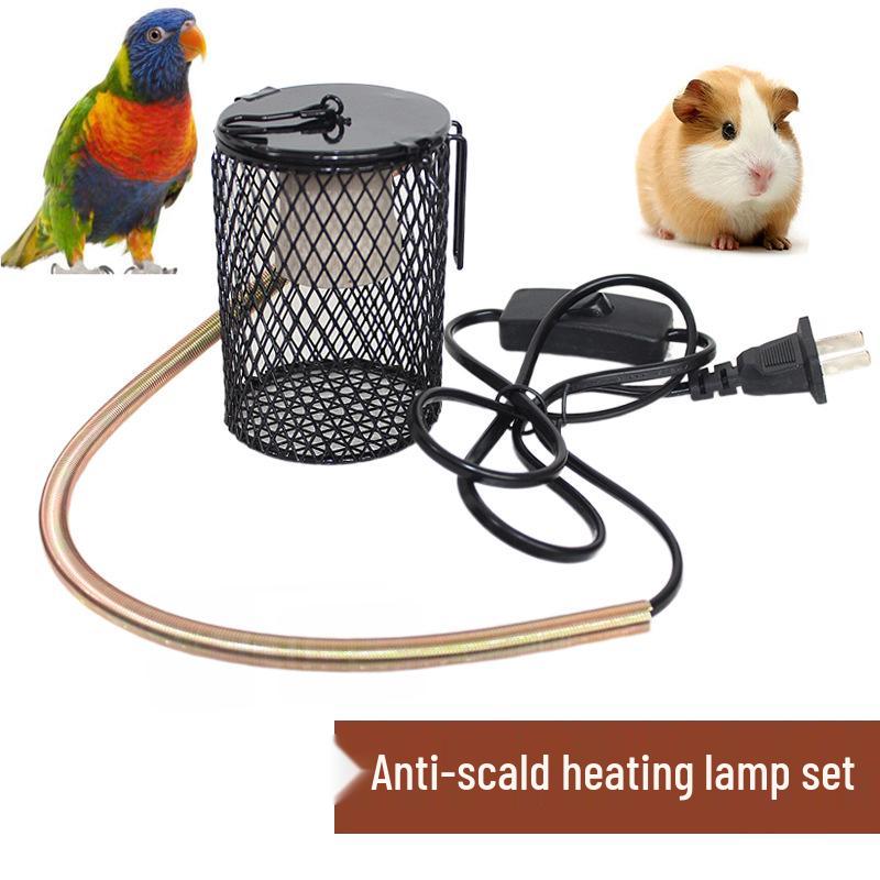 Lampada riscaldante in ceramica per rettili e piccoli animali domestici, con protezione antigraffio e set con paralume