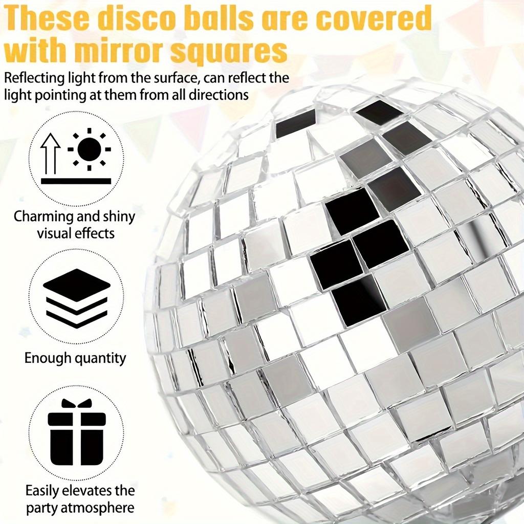 10 Stück Discokugel Festival Feiertag Bar Party Dekoration Kugel Reflektierendes Glas Silberne Kugeln für Hochzeit Geburtstag Dekor Funkelnd