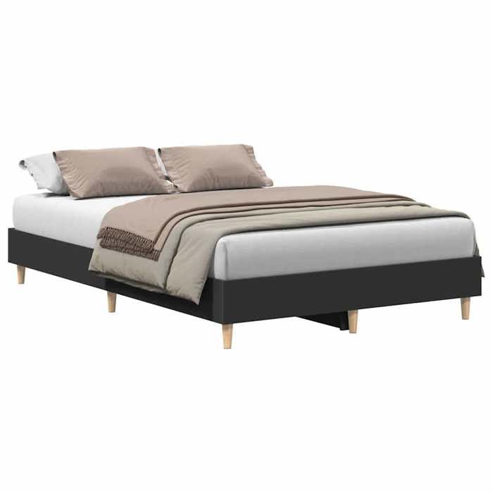 VidaXL Bed Frames Without Mattress Black 135x190 Cm Engineered Wood, Bedroom Furniture, Slatted Base, Double Bed, Bed, 861067