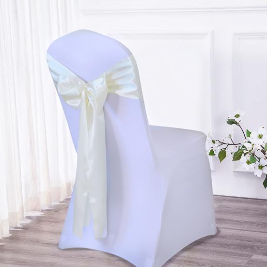 Elegantní mašle na opěradlo židle Prodyšný umělý hedvábí a satén Svatba Banket Stuhy na židle Party potřeby