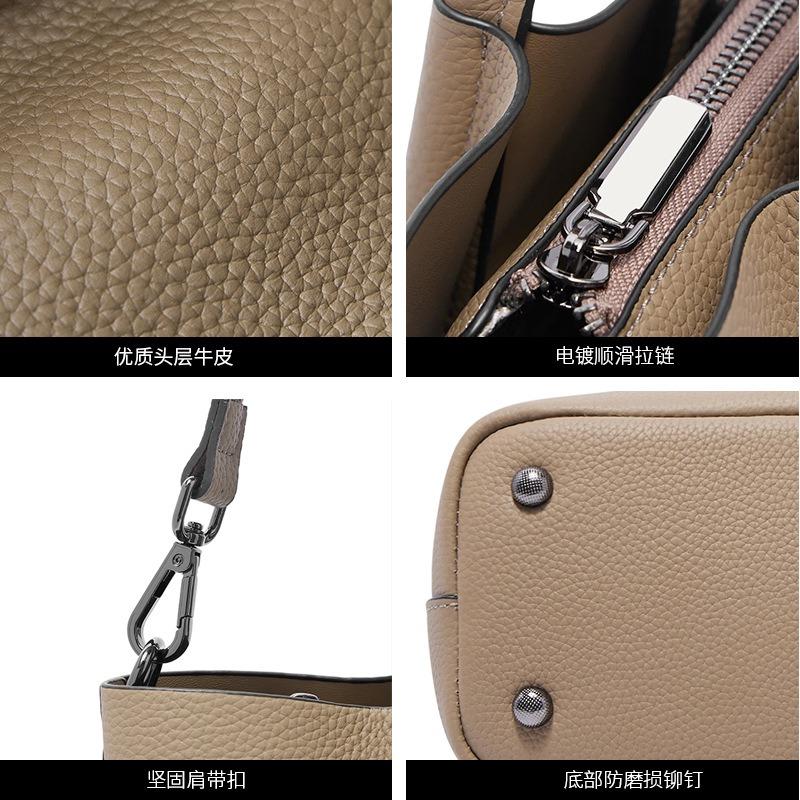 The First Layer of Cowhide New Large-capacity Tote Bag, High-end Women's Shoulder Bag, Versatile Bucket Bag, Commuter.