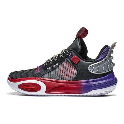 Li Ning All City 11 Lightweight Letter Shock Absorbing Wear Resistant Low Top Kids Basketball Shoes Kids Basketball Shoes Black Purple YKBT018-53