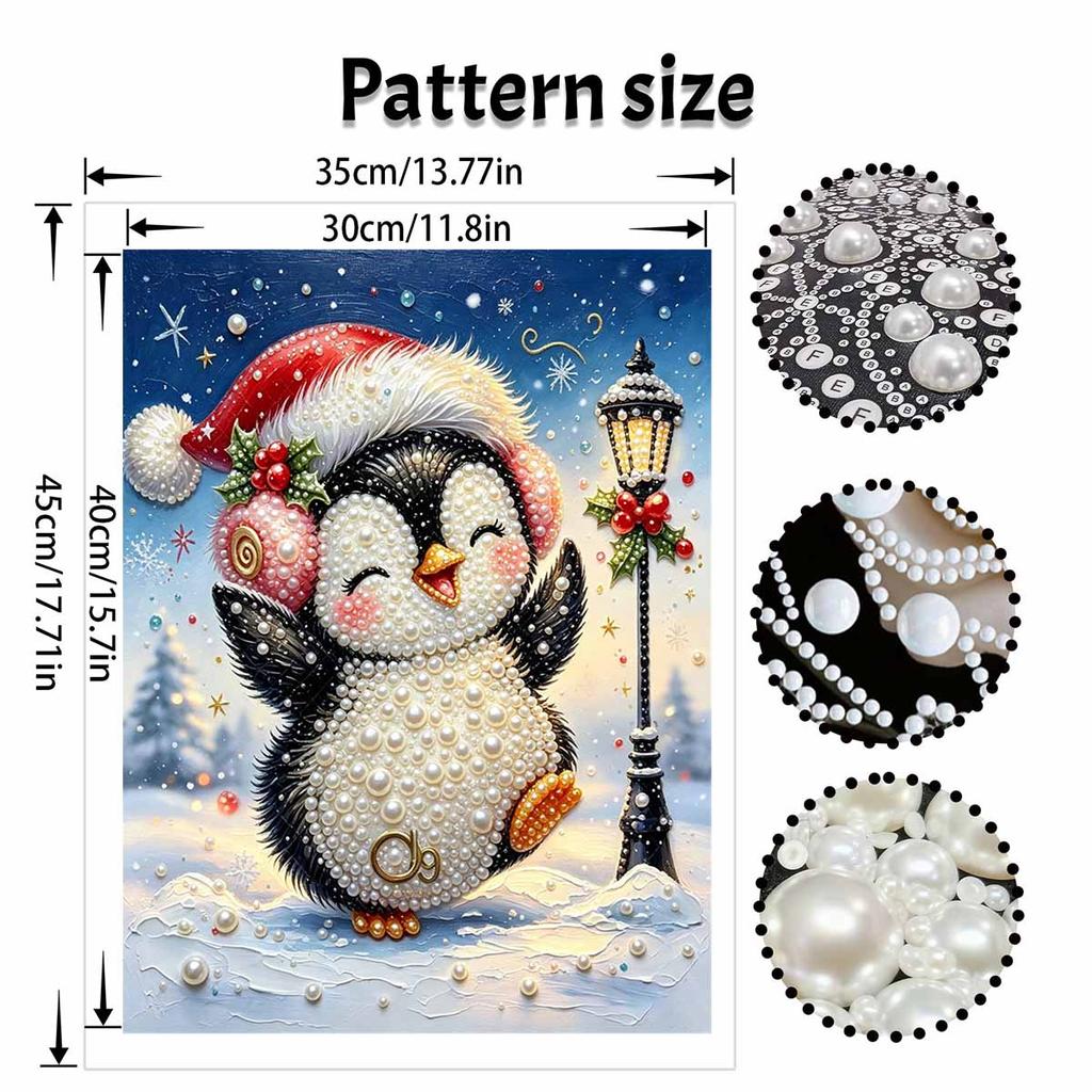 Pearl Painting 5D DIY Christmas Penguin Decorative Painting. Cute Birthday Gift. Handmade Art Painting