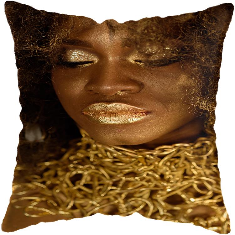 Pillowcase Bedroom Black and Gold African Woman Living Room Pillow Decoration Cushion