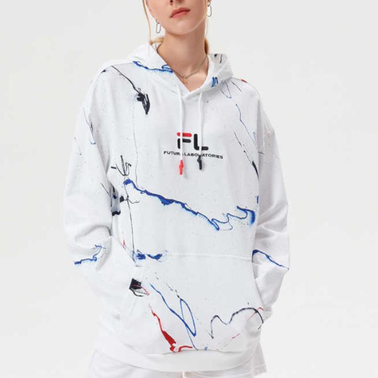 FILA Fusion X FUTURA Collaboration Handwritten Letter Embroidered Hoodie Men hoodies Multicolor T11U138201FWT