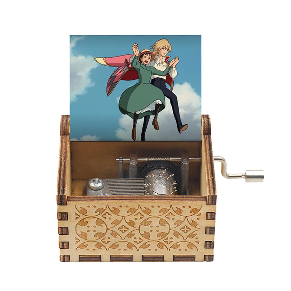 ***Hot Howl Castle Music Box Anime Theme Music Merry Go Round of Life Wooden Hand Cranked Musical Box New Year Birthday ****Beautiful Gift