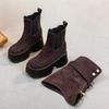 Kelnės Batai Moteriški batai Ruduo Žiema Nauja prekė Dviejų dalių nusegami trumpi batai moterims Mados platforminiai batai Botas