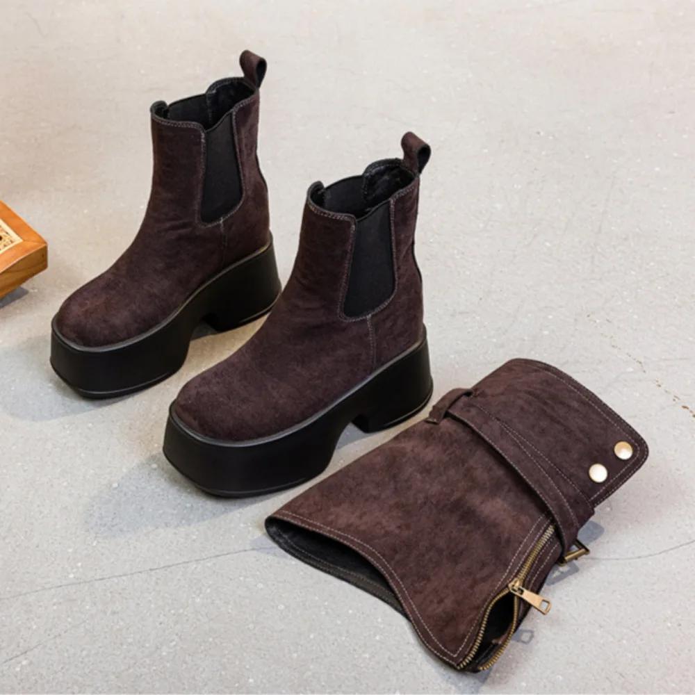 Kelnės Batai Moteriški batai Ruduo Žiema Nauja prekė Dviejų dalių nusegami trumpi batai moterims Mados platforminiai batai Botas