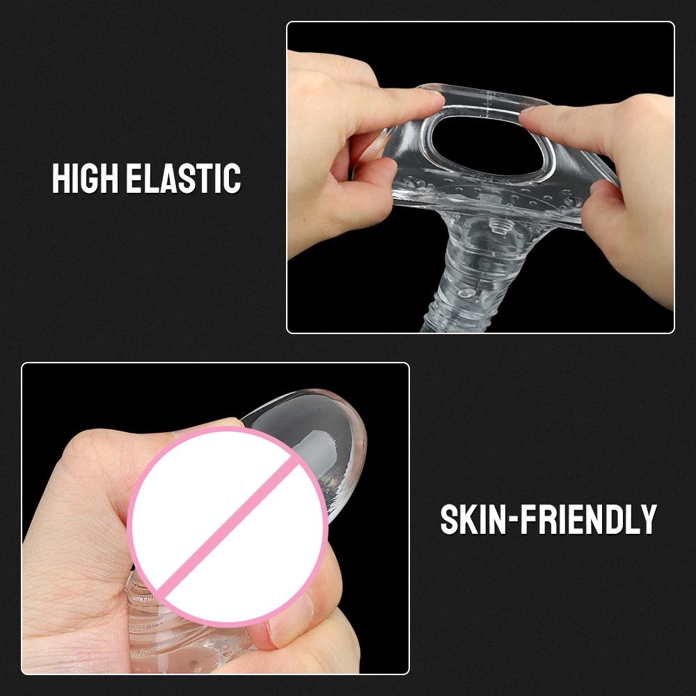 Delay Ejaculation Elastic Crystal Penis Ring Male Reusable Condoms Testis Bondage Cock Extender Sleeve Sex Toys for Men