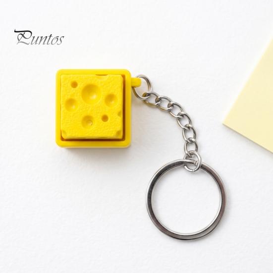 Durable Plastic Toy Cheese Fidget Keychain, Mechanical Keyboard Click, Creative Sound Stress Relief Tactile Clicky Keycap Toy, Portable Gadget