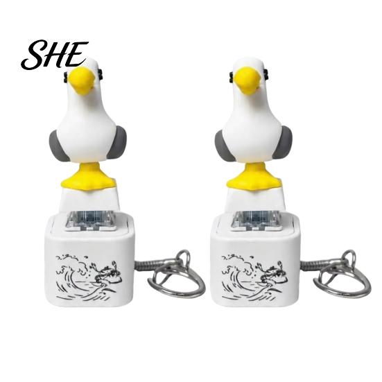 Seagull Push Button Toy 2/4Pcs Keyboard Fidget with Sound, Rechargeable Sea Bird Sound Finger Clicker Keychain, Stress Relief Decompression Keychain 2pcs
