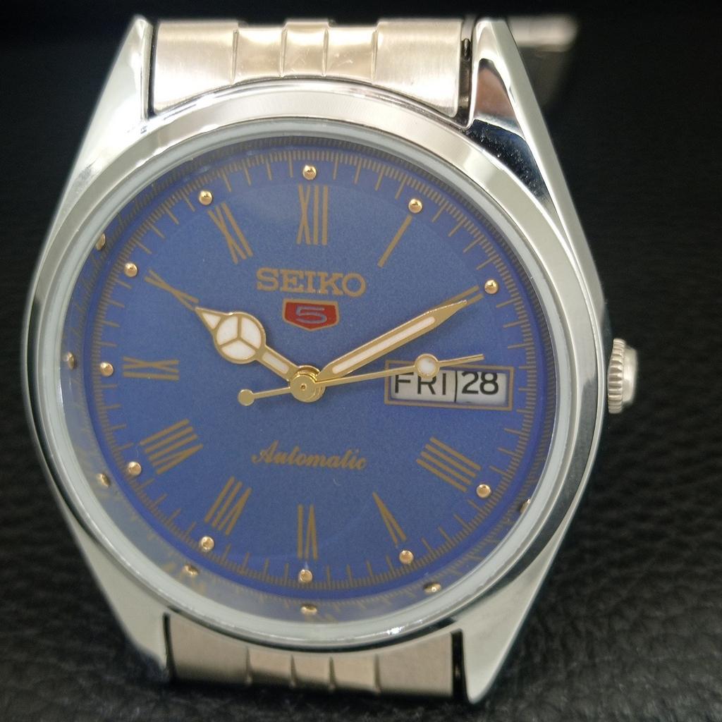 VINTAGE REFURBISHED SEIKO 5 AUTOMATIC 6309A JAPAN MENS BLUE DIAL WATCH a442143-7