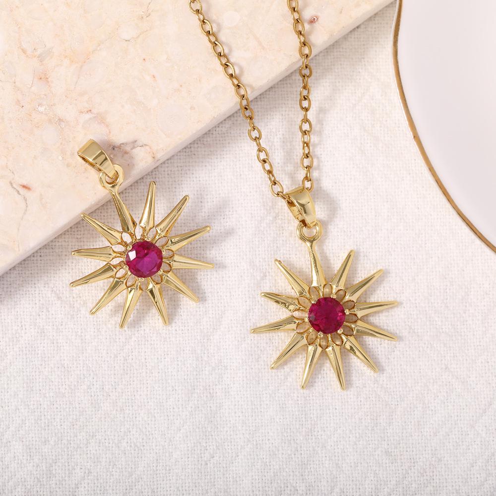 Pendentif Soleil en Zircon Mode Européen-Américain - Accessoire Polyvalent pour Bijoux DIY faits à la Main