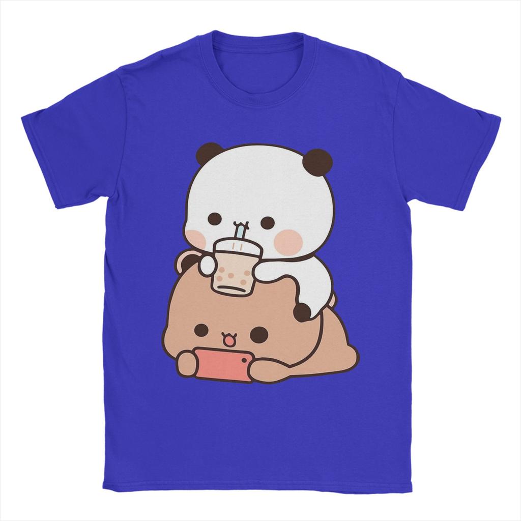 Mens Panda Bear Bubble Tea Anime Cartoon Kawaii T Shirt  Cotton Clothing Fashion Short Sleeve O Neck Tees Birthday Gift TShirt
