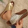 Women's Sandals Luxury Summer Sandals With Heels Bling Summer Shoes Woman Wedges Heeled Slippers Sandalias Mujer Footwear Women