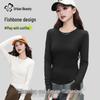 Urban Lady Fishbone Slimming Long Sleeve Round Neck T-shirt