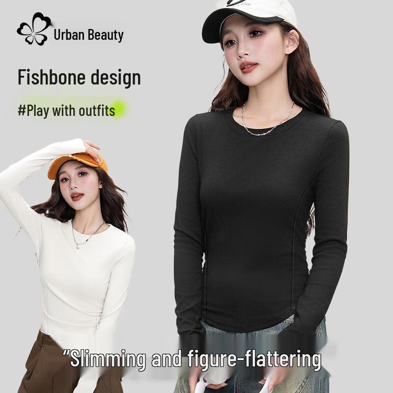 

Urban Lady Fishbone Slimming Long Sleeve Round Neck T-shirt M
