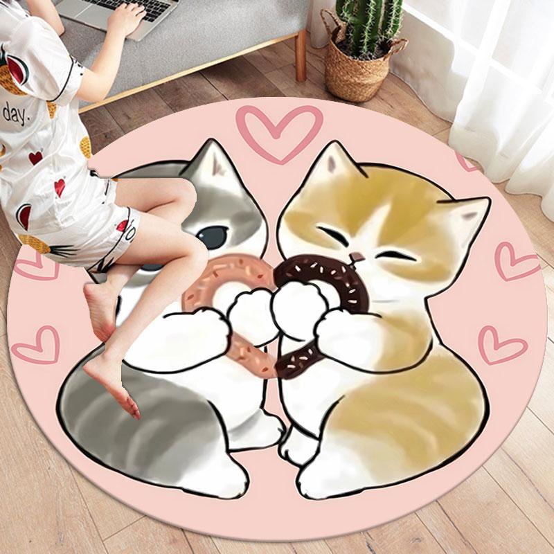 Mofusand Round Area Rug,Carpet Rug for Living Room Bedroom Sofa Playroom Decor,Non-slip Floor Mat