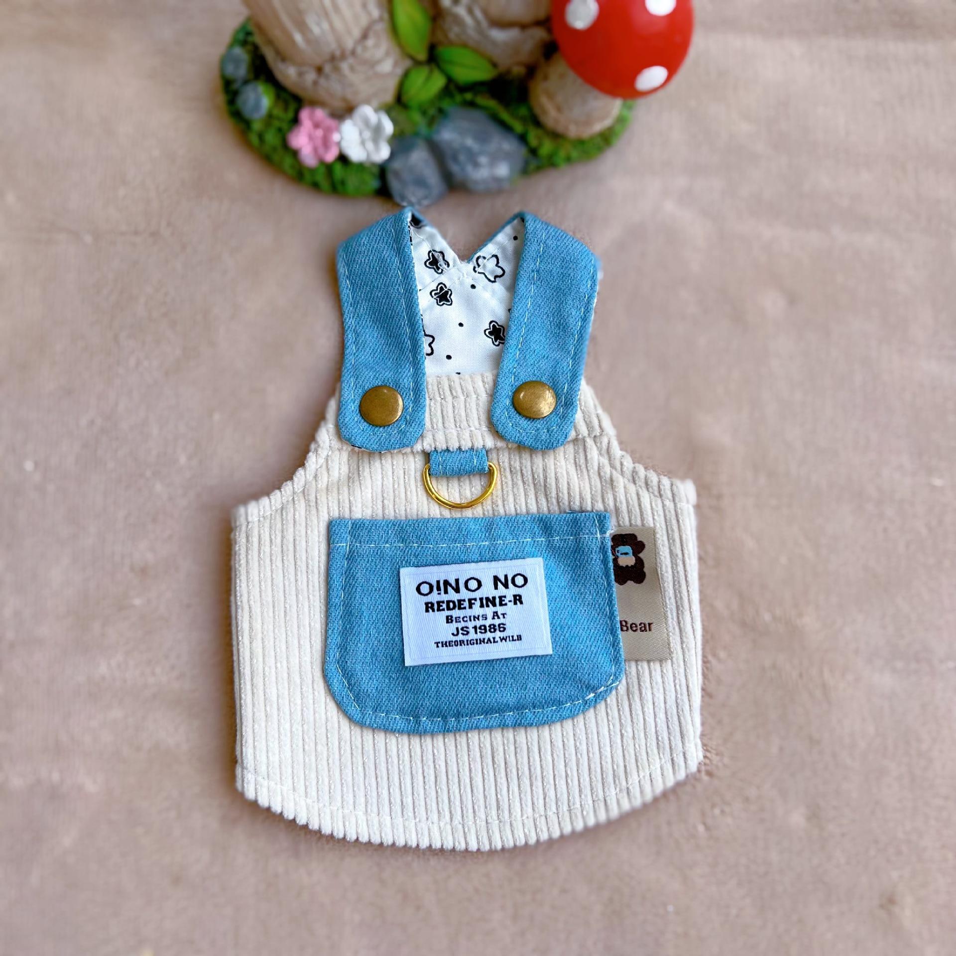 

Pet Dog Clothes for Small and Medium Dogs Teddy Bichon Maltese Cats Denim Corduroy Apparel 2XL（14-18Jin）