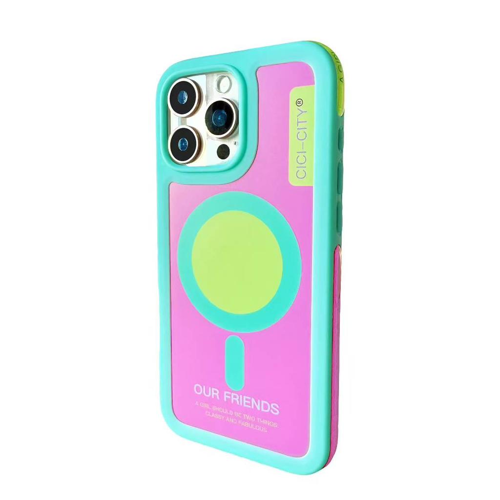 For iPhone 13 14 15 16 17 Pro Max Case Magsafe Happy Dapamine Color Anti-Collision Drop-proof Protective Cover for Summer Girls