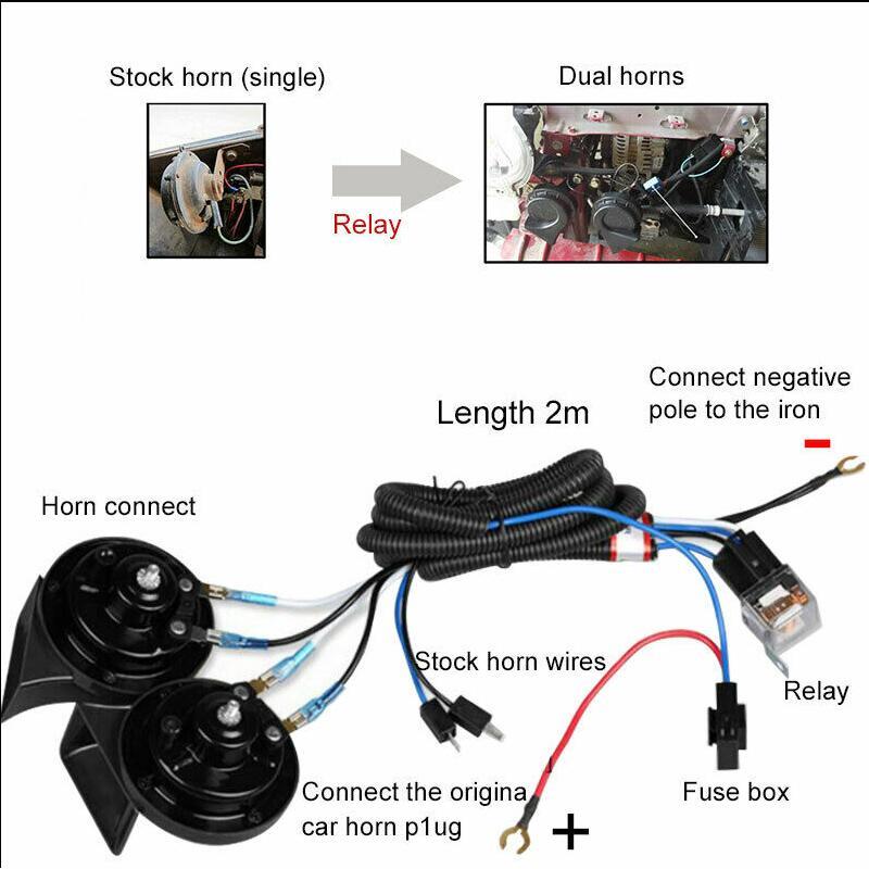 12 V 80A Car Horn Relay Wiring Harness Kit For Grille Mount Blast Tone Horns