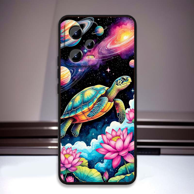 Cartoon Anime Schildkröte Elefant Für Xiaomi Redmi Note 15 14 13 12 12S 11E 11 11S Pro Plus 4G 5G Schwarze Weiche TPU Handyhülle
