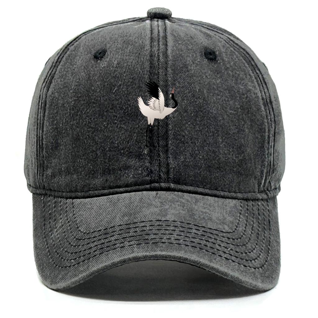 1 Psc Red-crowned Crane Print Adjustable Baseball Cap Dad Hat Simple Solid Color Snapback Sun Hat Ideal Choice For Urban Style