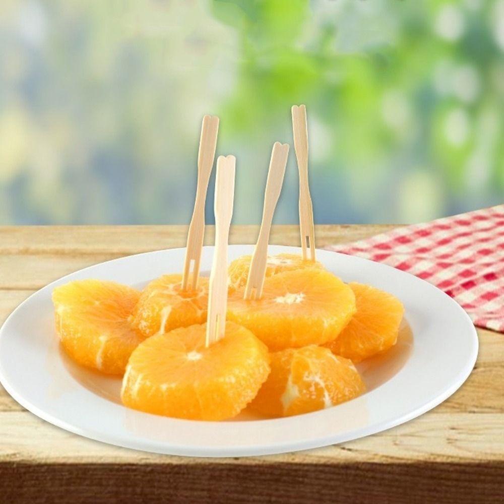 200 Pieces Mini Size Disposable Fruit Fork Bamboo Sushi Sticks Portable Appetizer Forks  Birthday