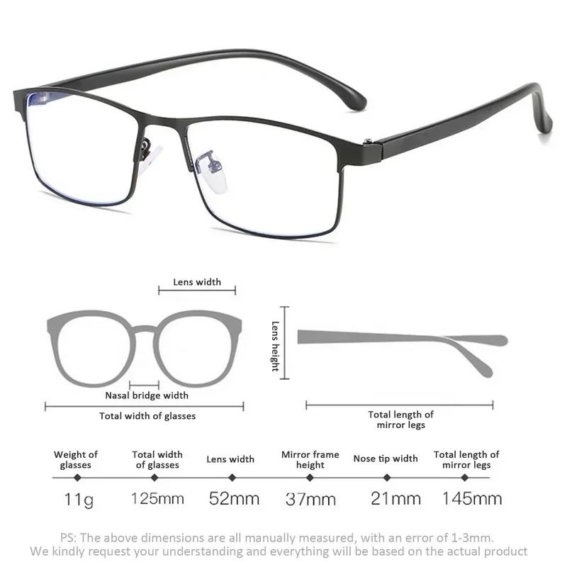 Anti-Blue Light Myopia Glasses Finished Business Men Women Metal Square Prescription Eyeglasses Diopter 0 -0.5 To -6.0 Oculos