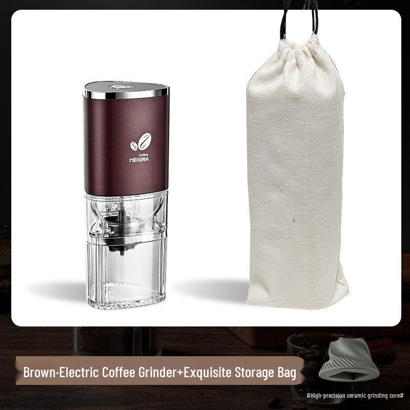 Electric Coffee Bean Grinder - Portable Hand-Crank Coffee Maker, Small Automatic & Household Use
