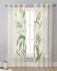 Vintage Country Plants Lily Flower Sheer Curtains for Living Room Decoration Window Curtains Kitchen Tulle Voile Curtains