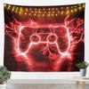 Flame Gaming Controller Tapestry, Black Background with Colorful Controller Pattern for Boys' Bedroom and Gamer Room Decor
