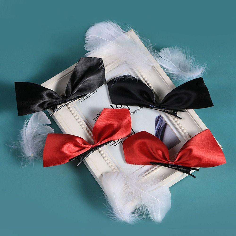 

Barrettes Princess Hair Clip Jisoo Hair Clips Bow Hair Clips Korean Duckbill Clip Women Hairpins чорний