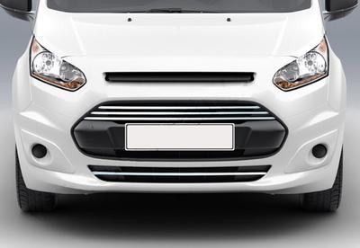 Front Bumper and Grille Covers (4 Pcs, Stainless Steel) for Ford Connect 2014-2021