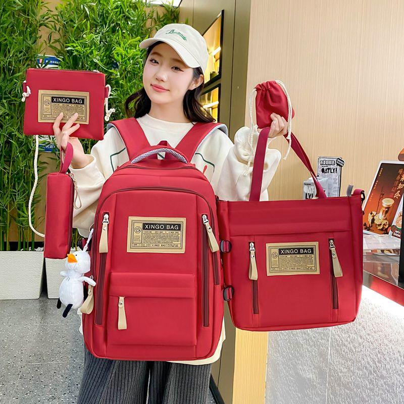 4pcs/set Backpack Female Junior High School Large Capacity High School College Style Schoolbag Outdoor anti backpack