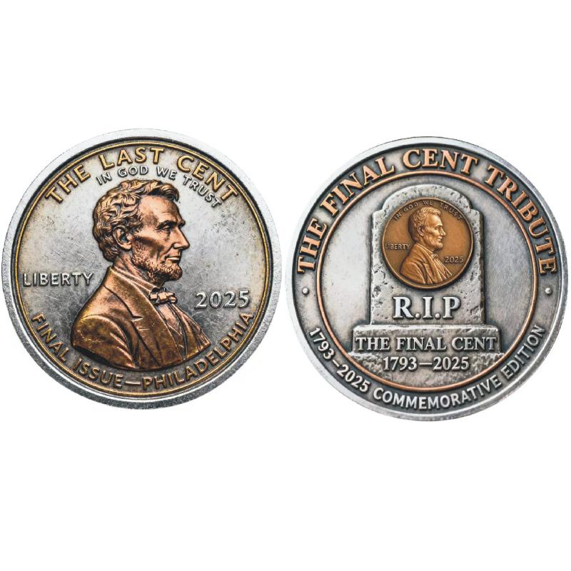 Памятная монета «Финальный цент» 1793-2025 гг. с бронзовым покрытием. Идеально для коллекционеров монет и любителей истории.