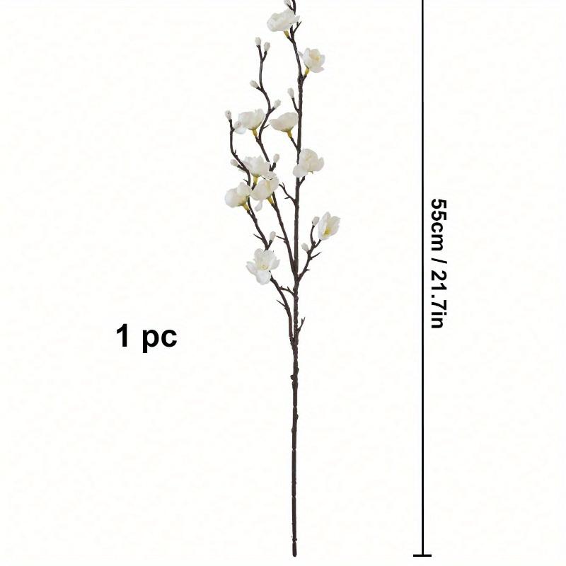 Artificial Flowers White Plum Blossom 21.7'' Fake Wintersweet Long Stem Plastic Flowers Home Hotel Office Wedding Party Garden Decor