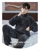 Men's Warm Flannel Pajamas, Zippered Stand-up Collar, Long Sleeve, Coral Fleece Cardigan for Autumn and Winter
