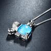 Boho Cute Animal Elephant Pendant Necklace for Women Girl  Imitation Blue Opal Zircon Necklace Wedding Jewelry
