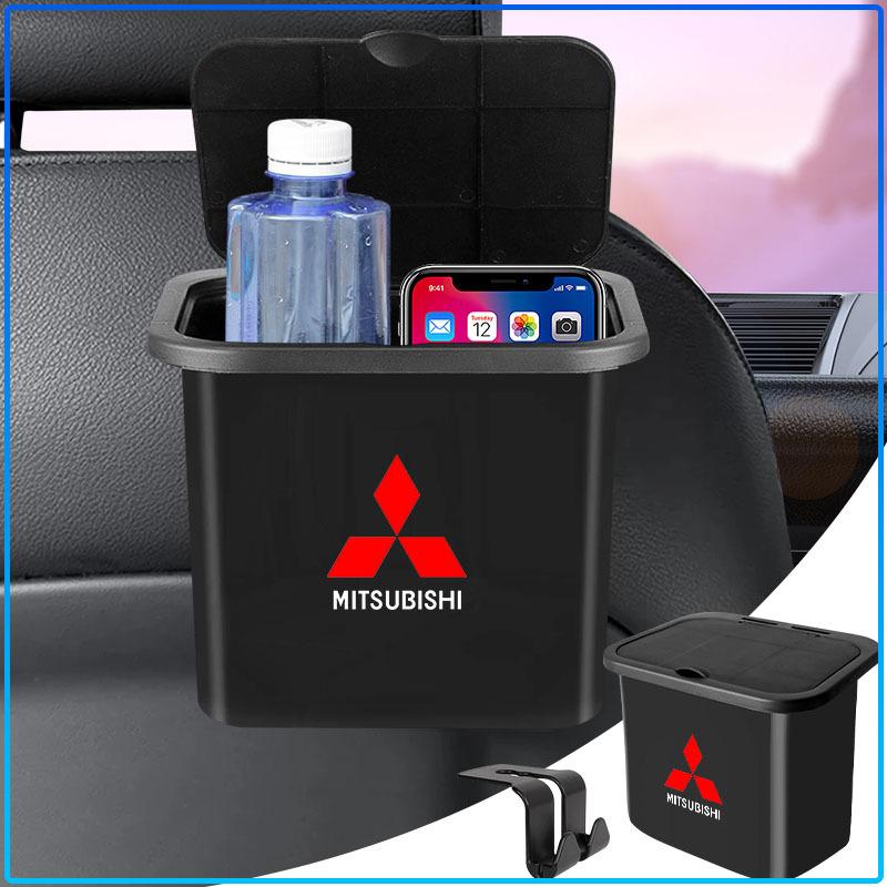 Car Trash Can Portable Hanging Vehicle Garbage Case Stickers For Mitsubishi Lancer Lancer ASX Outlander 2 3 Pajero Mirage exzos Pajero 4
