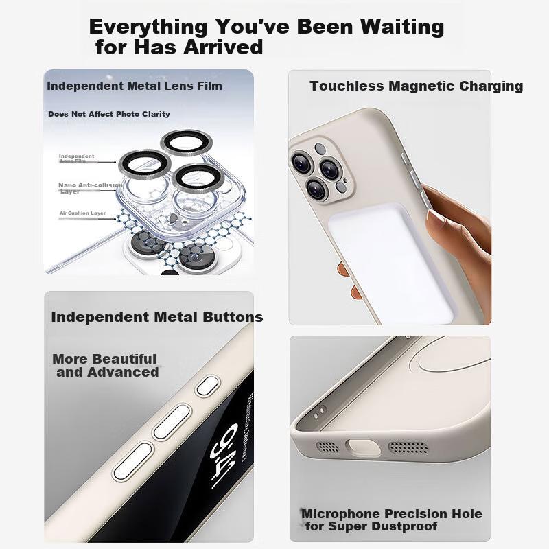 With Built-In Lens ProtectorMagnetic Charging Case for IPhone 14, Full Coverage Liquid Silicone Shockproof Ultra-Thin MagSafe Case