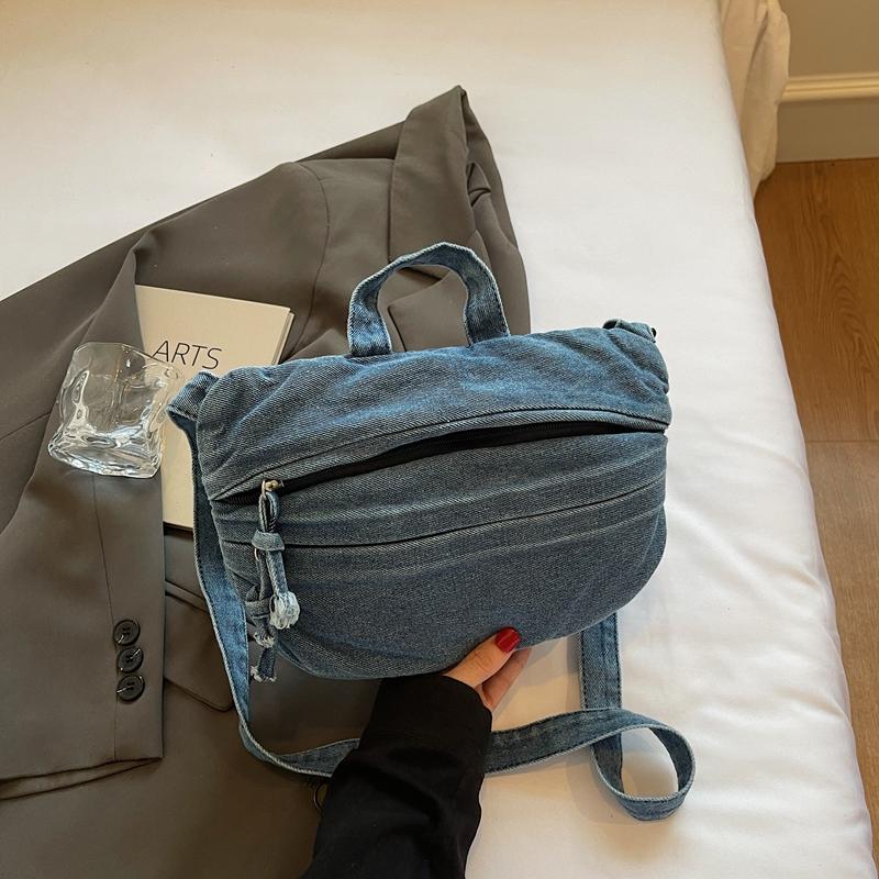 Bolso de Hombro de Mezclilla para Mujer Bolso Cruzado de Color Sólido Bolso para Teléfono Móvil