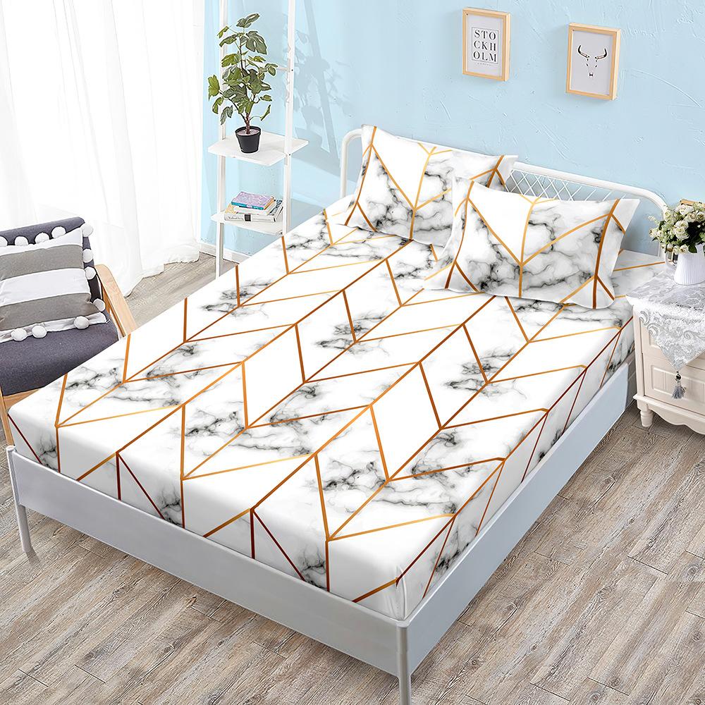 Simple Wind Mattress Three-Piece Set Geometric Line Bed Sheet All-Inclusive Mattress Protective Cover