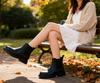 DADAWEN Women's Chelsea Boots, Side Gore, Short Boots, Water-Repellent, Soft, Easy To Walk In, Fall/Winter Shoes, Black, Size 24.5cm