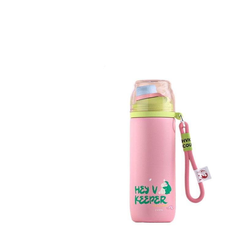 

HVK Cute High-Value Thermos for Children And Students Small Cover Bowl Direct Drinking Insulated Water Bottle for Primary School 480ml