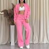 Europe, America, Cross-border, Women's Clothing 2025 New Fashion Casual Suit Solid Color Long-sleeved Sweater Zipper Trousers Two-piece Set