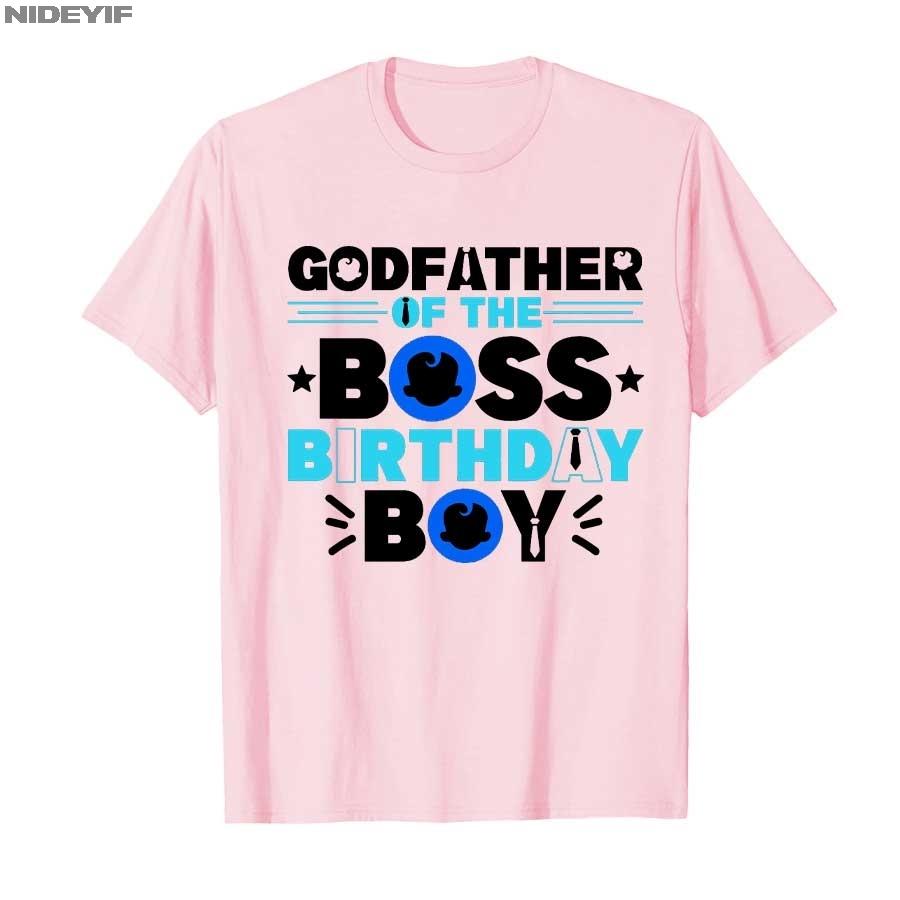 Godfather of The Boss Birthday Boy Baby Decor Family Matchin T-shirt For Men Women 100% Cotton T Shirts Short Sleeve Tops 1027-2