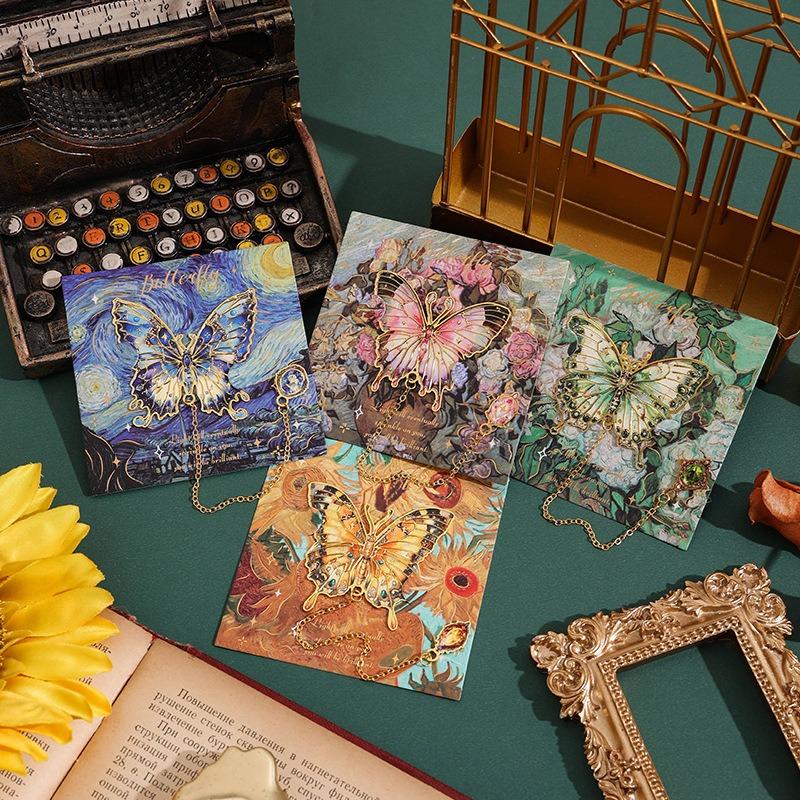 Retro Special-Shaped Butterfly Student Reading Bookmark Holder 6 Types Of Art Oil Painting Bookmarks Exquisite Reading Gifts